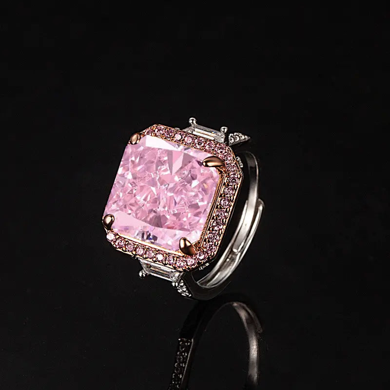 Fashion light luxury colored treasure ring stud earrings necklace three-piece set