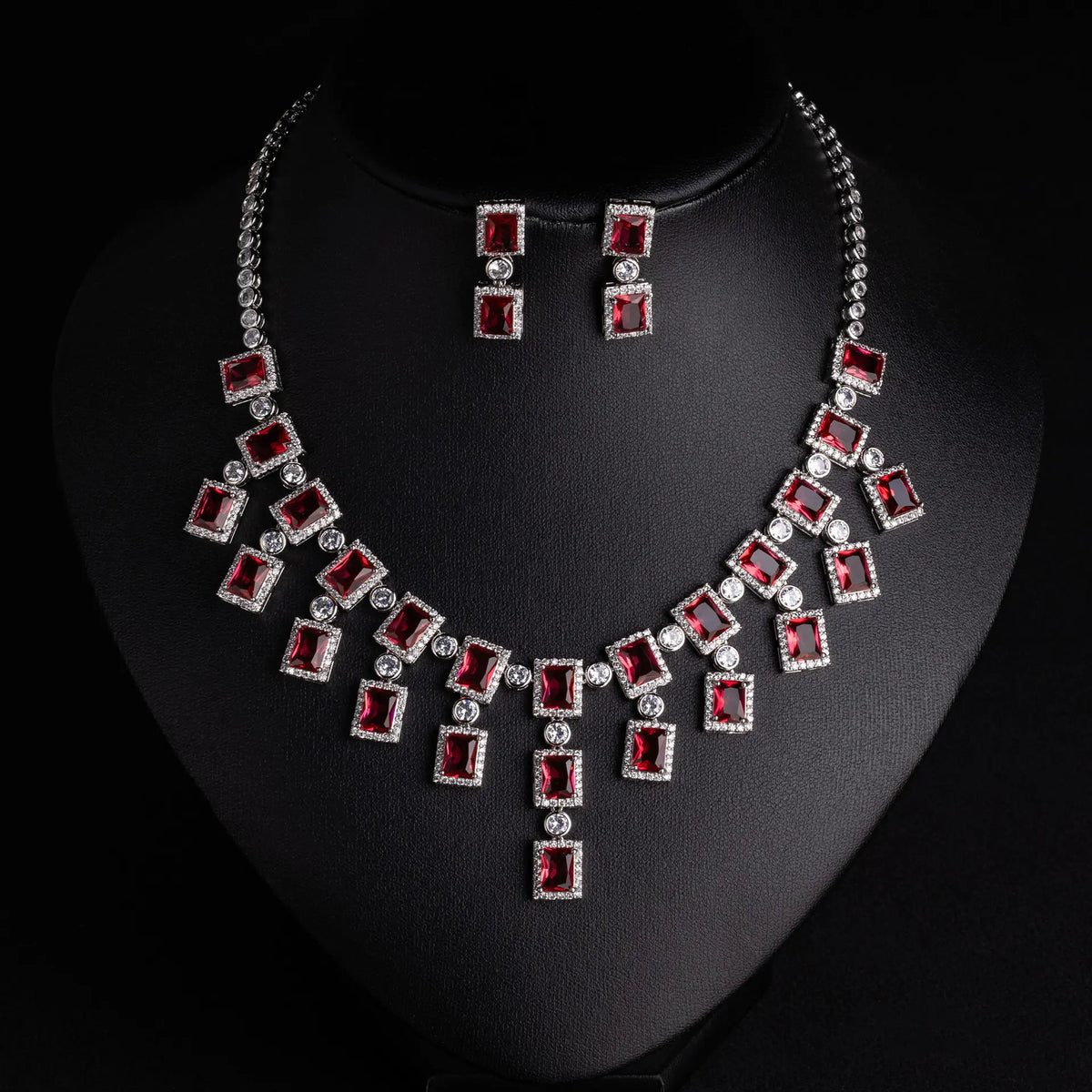 Luxury Emerald Green Crystal Jewelry Set – Statement Necklace and Earrings for Women