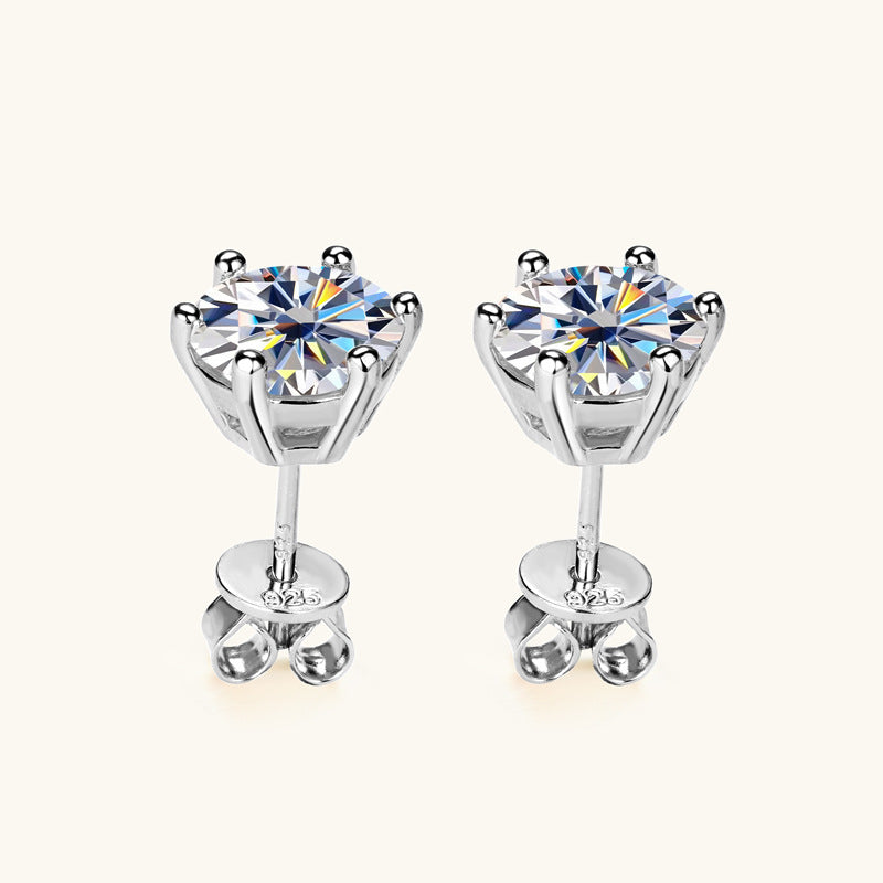 S925 Classic Six-claw Moissanite Stud Earrings