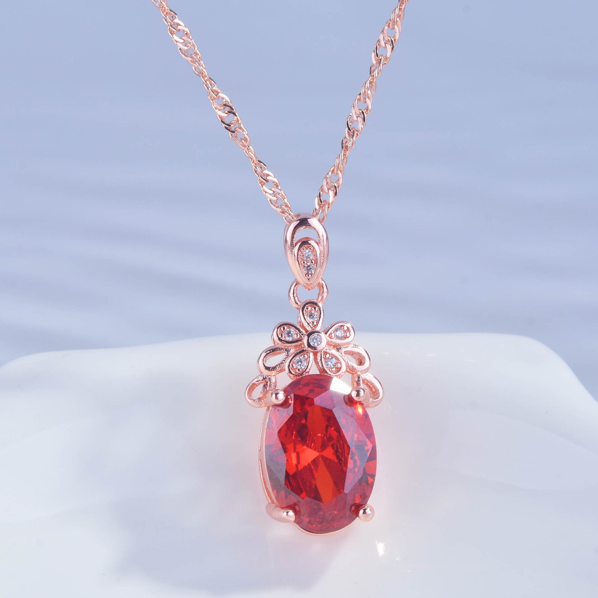 Bright Luxury Ruby Dove Egg Necklace