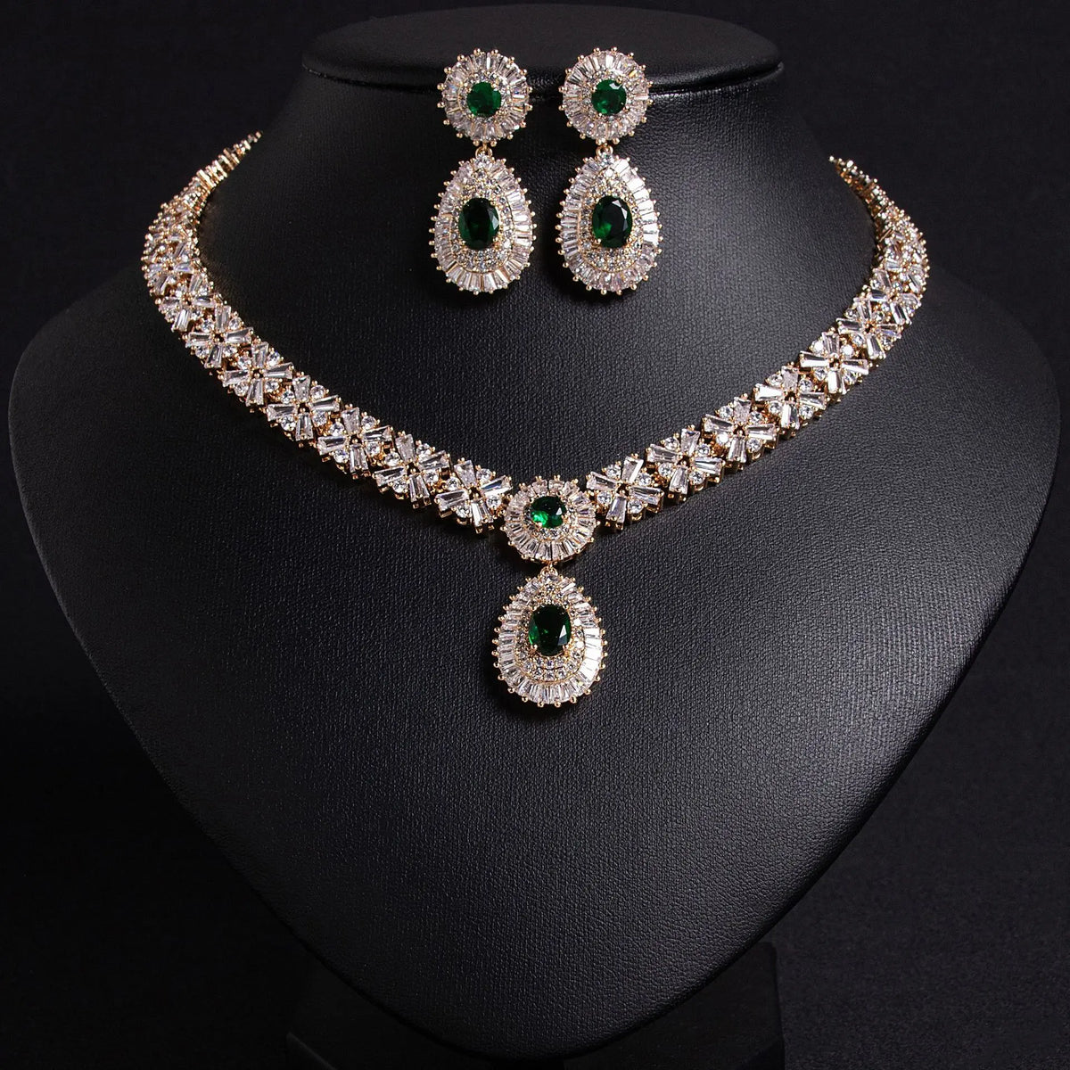 Ensemble collier de déclaration de luxe en cristal rouge – Bijoux de mariage nuptial pour femmes