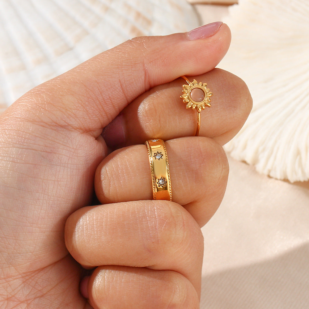 18K gold plated retro zircon star ring