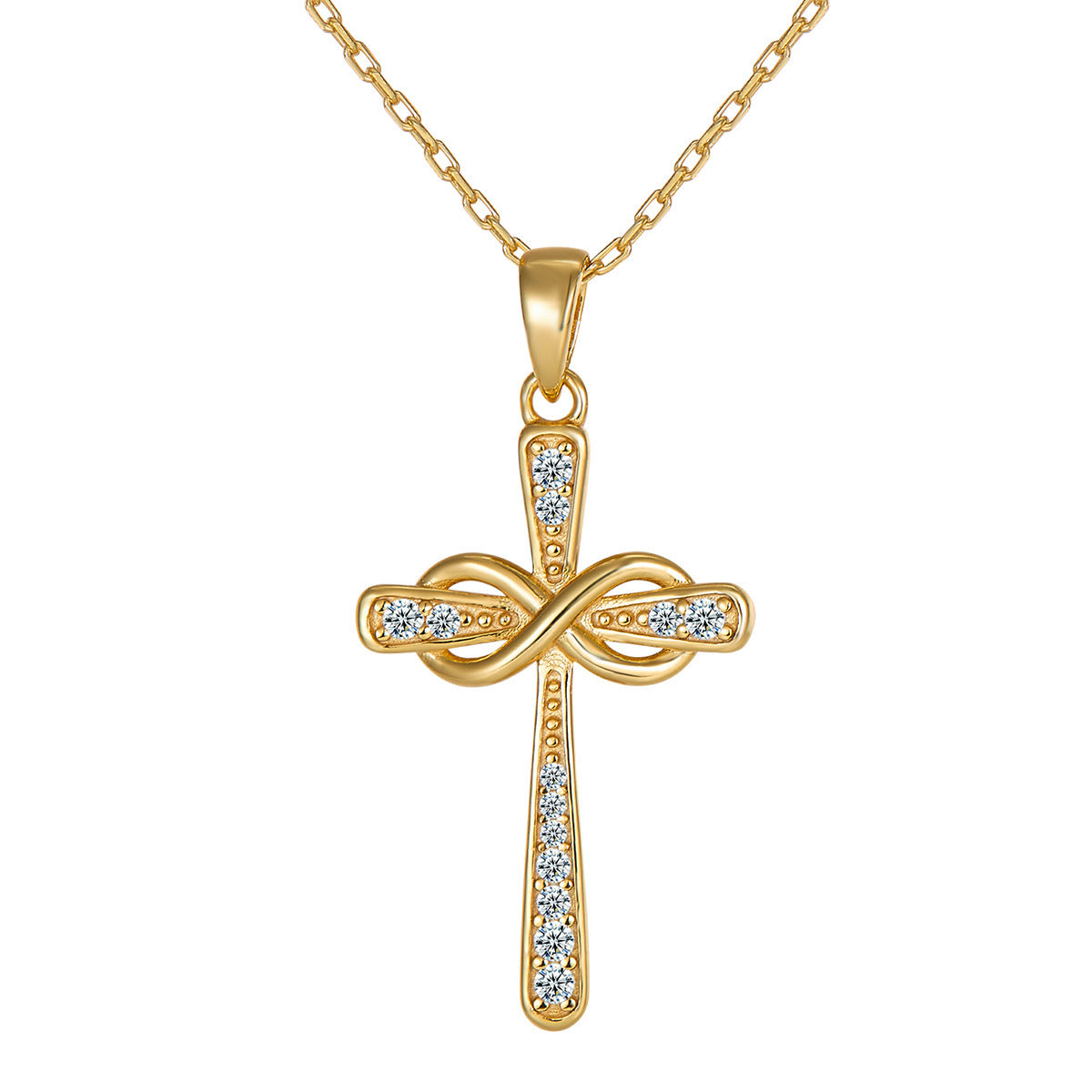 SS925 Sterling Silver Fashion Mozambican Diamond Cross Necklace