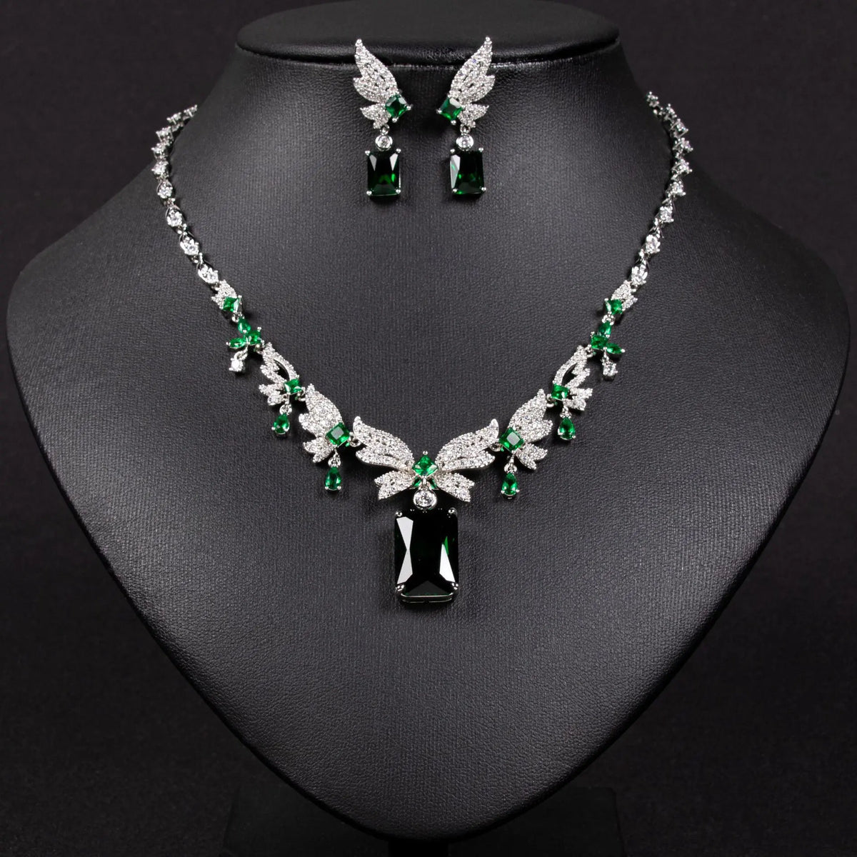Parure collier de déclaration élégant en cristal rubis vintage