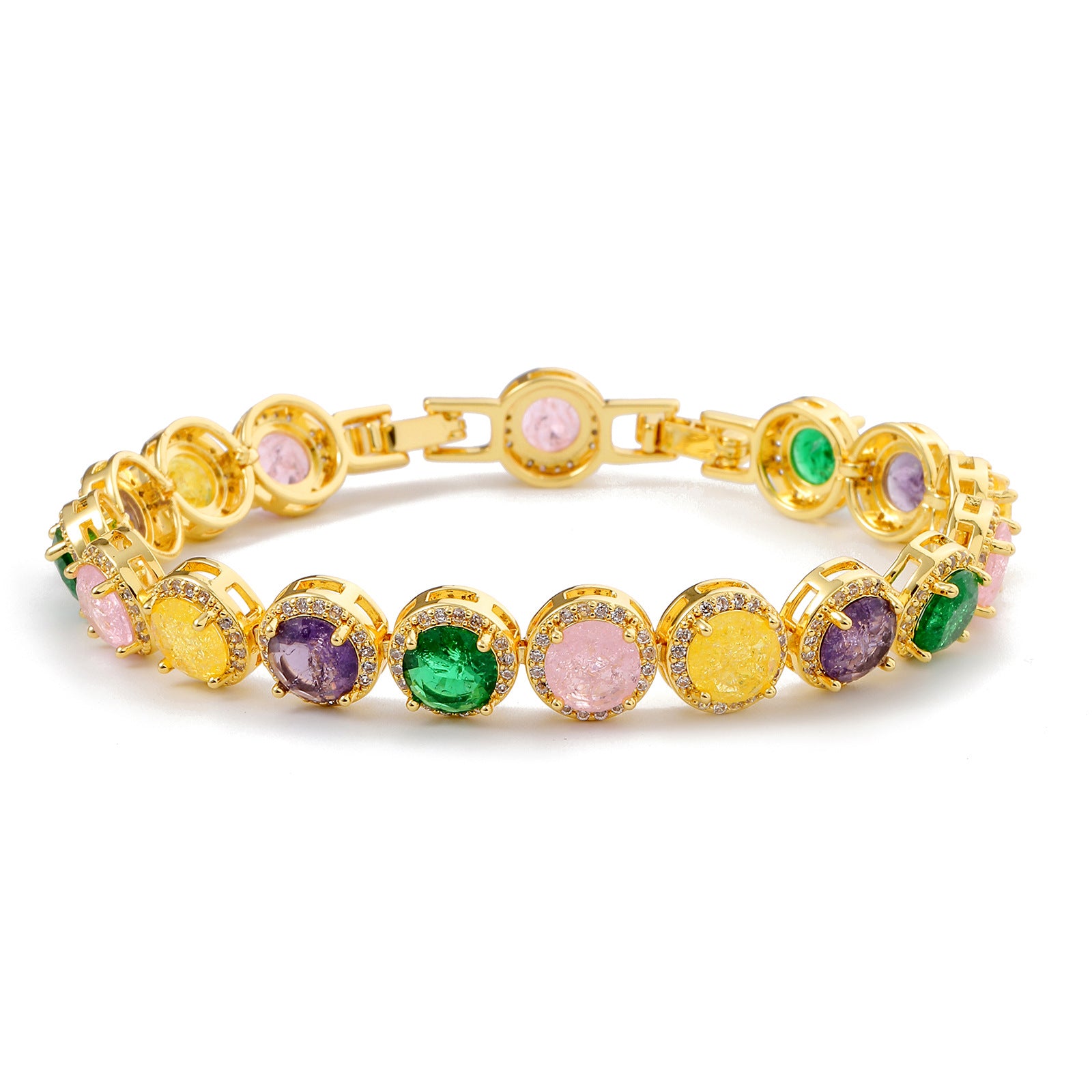Fashion gold-plated hollow round zircon bracelet