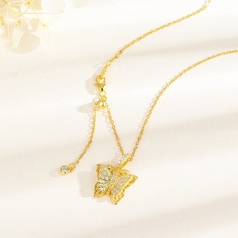 S925 Sterling Silver Butterfly Diamond Necklace