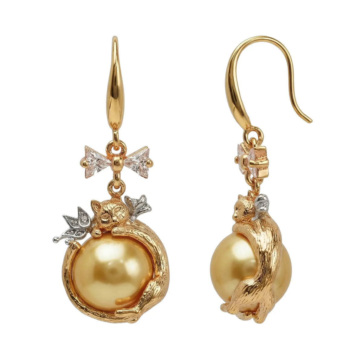 Ensemble collier et clous d'oreilles perles rondes nœud papillon Bijoux délicats haut de gamme et de niche