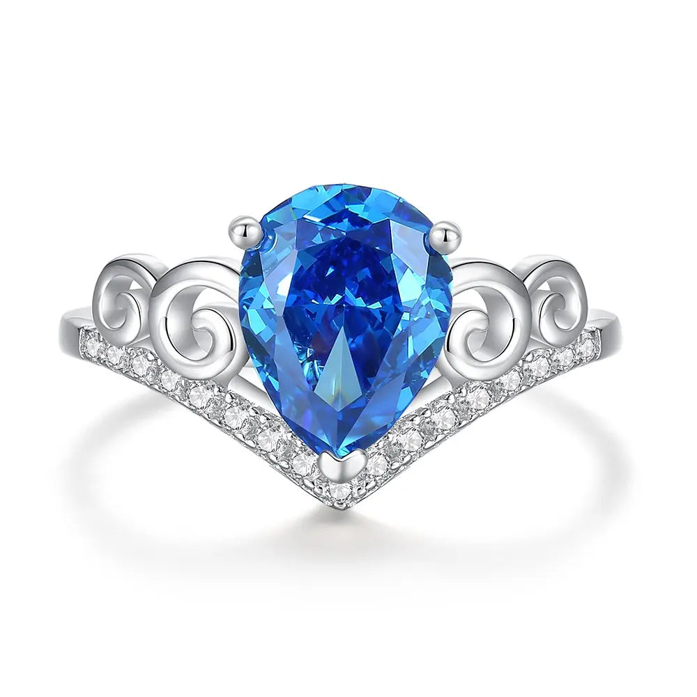 Bague de fiançailles de luxe ovale en saphir bleu pour femme