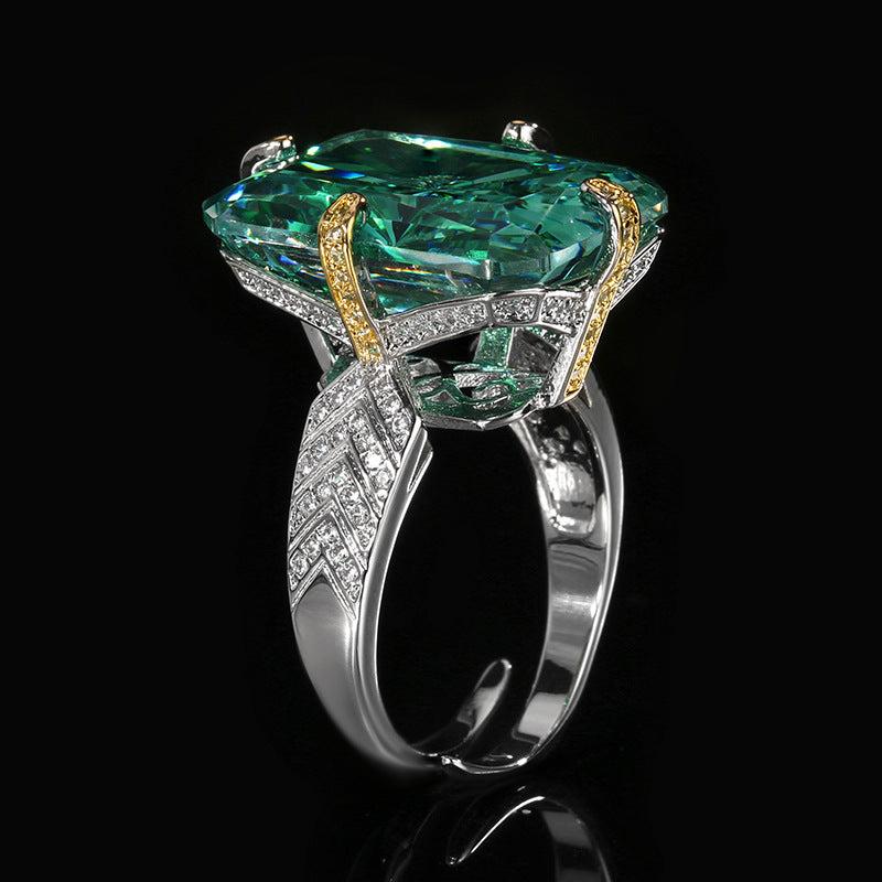 Luxury Emerald Green Crystal Necklace and Ring Jewelry Set
