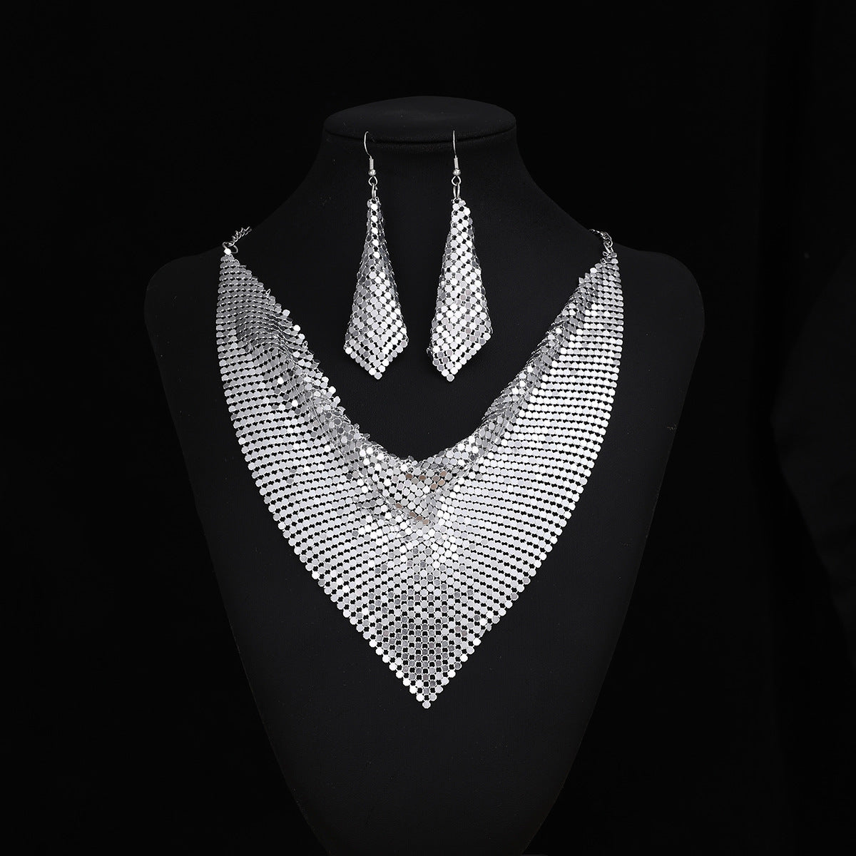Fashion sequin scarf fake collar necklace earring set