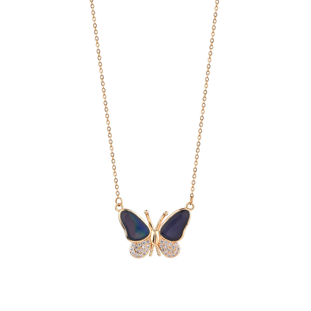 Temperature-changing color butterfly magnetic necklace
