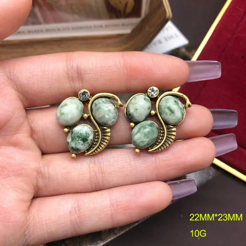 Ensemble collier et boucles d'oreilles turquoise au design vintage