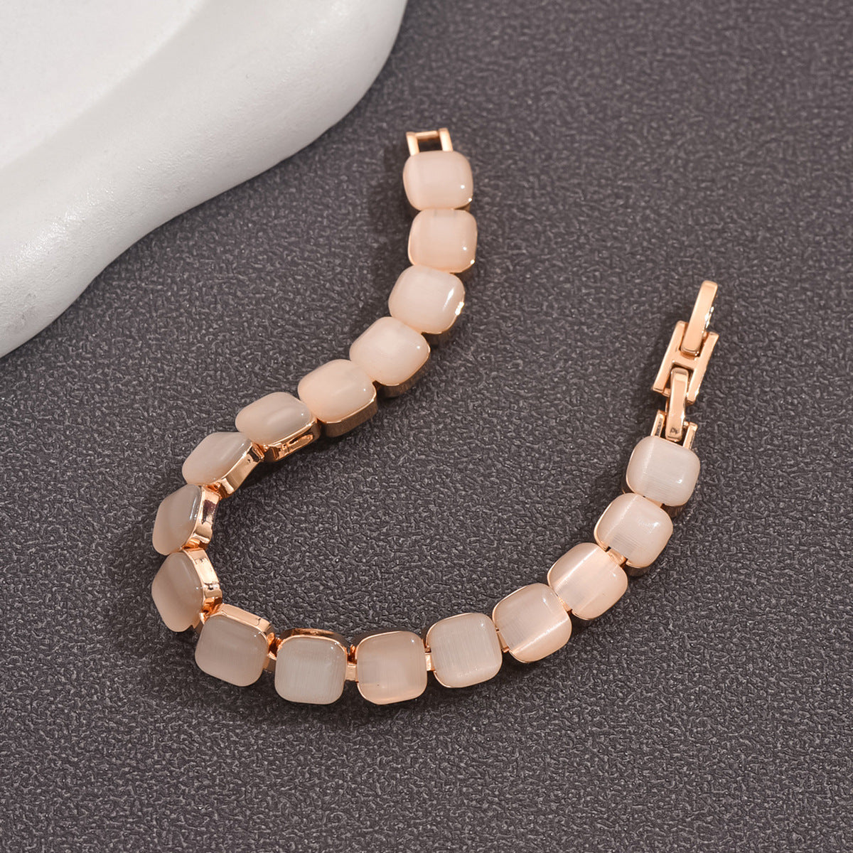 Minimalist square opal bracelet