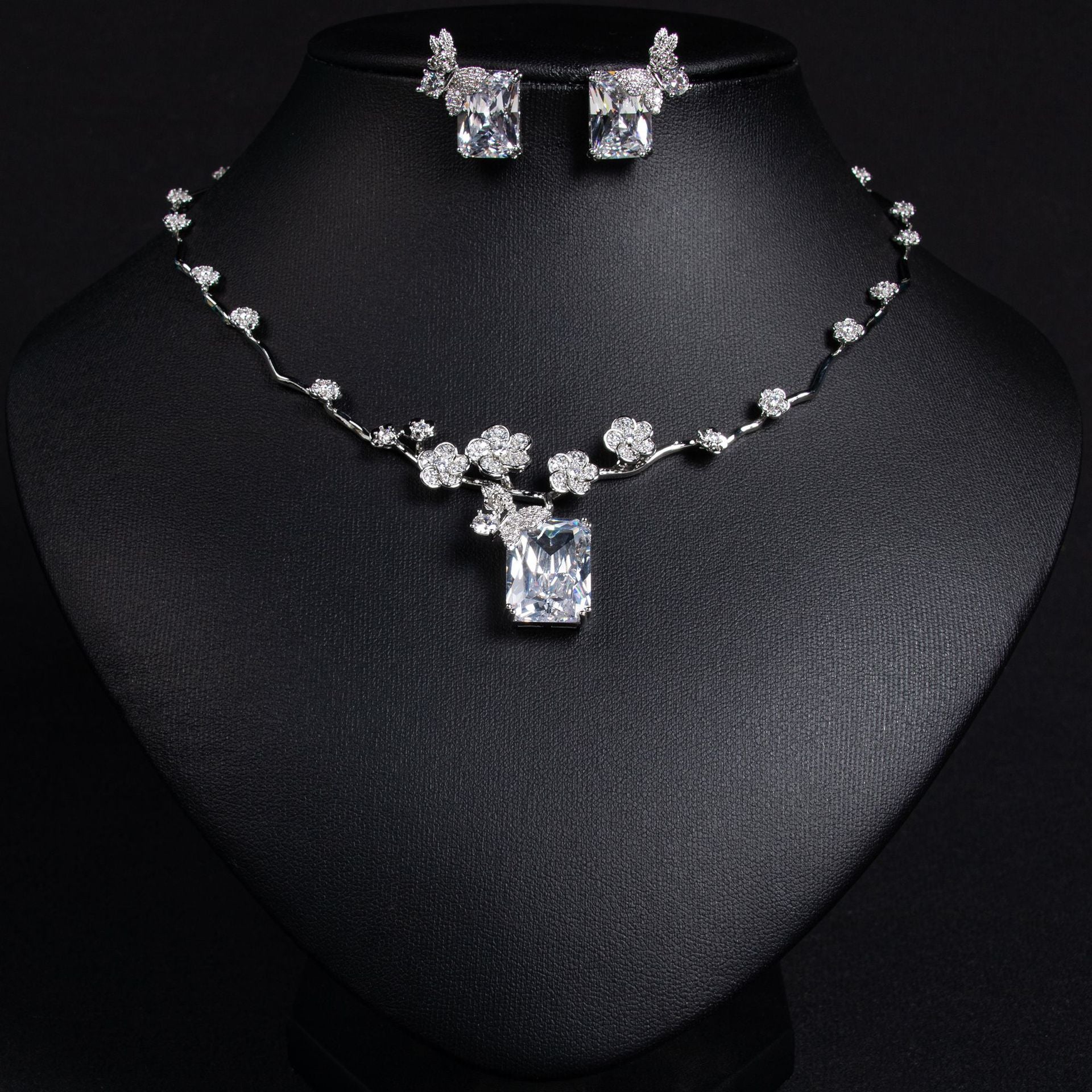 Parure de bijoux en cristal rouge rubis élégante – Style romantique de luxe