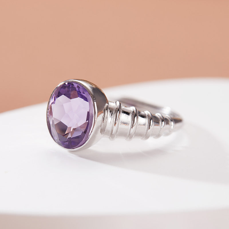 Natural topaz crystal ring