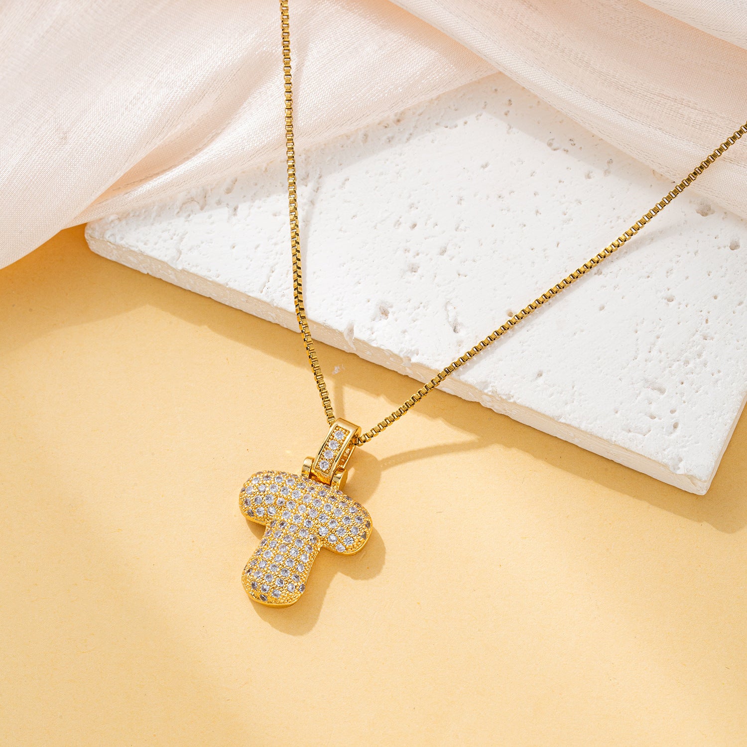 Creative fashion zircon fat 26 letter necklace