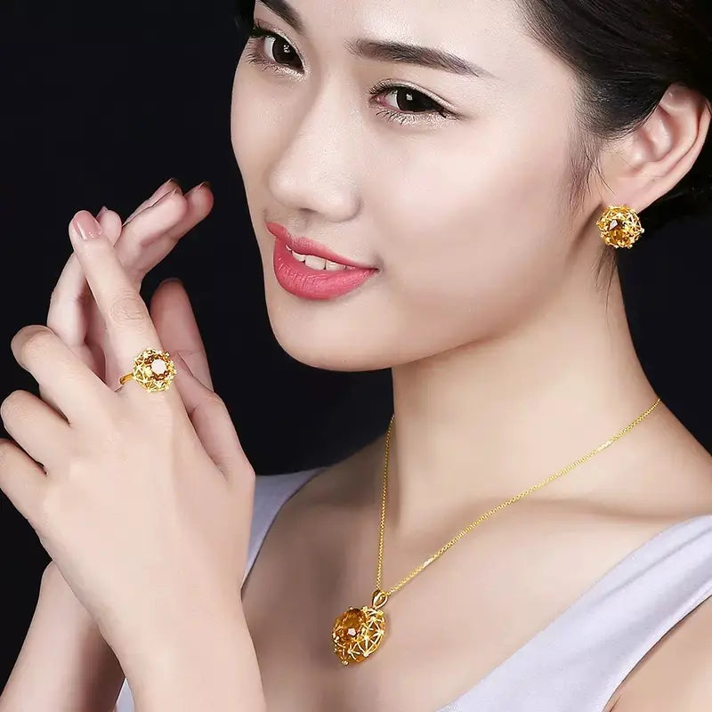 Collection nid d'oiseau en citrine surdimensionnée de 10 carats