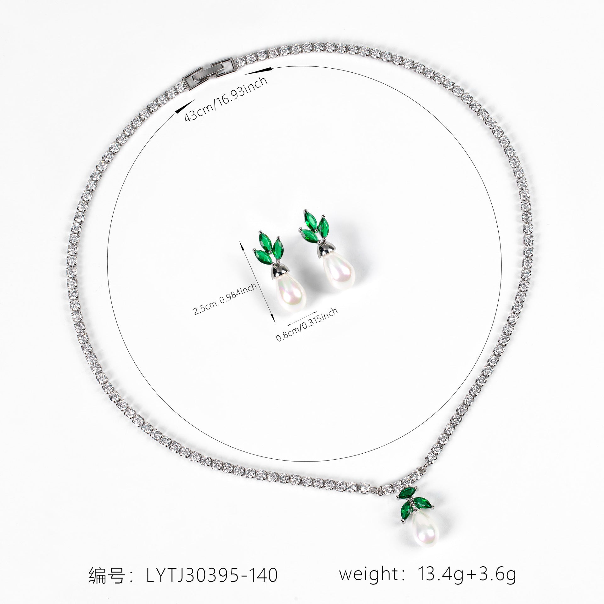 Luxury Pearl Drop Crystal Necklace Earrings Set – Elegant Jewelry for Women