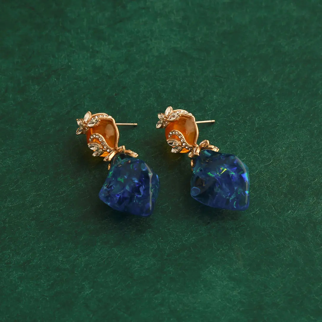 Boucles d'oreilles clous saphir style médiéval vintage