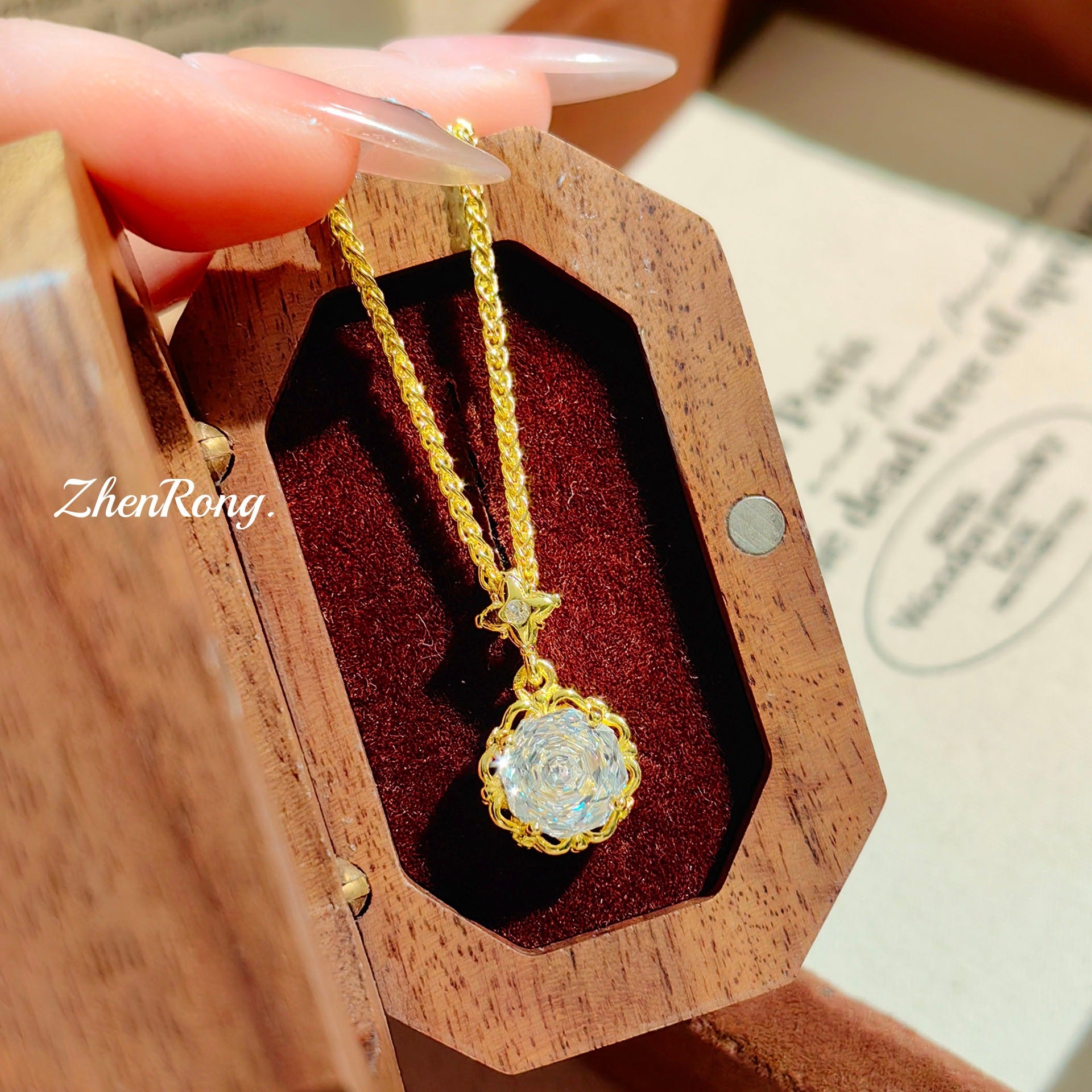 Star Anise Rose Cut Sea Blue Necklace Color Treasure Set
