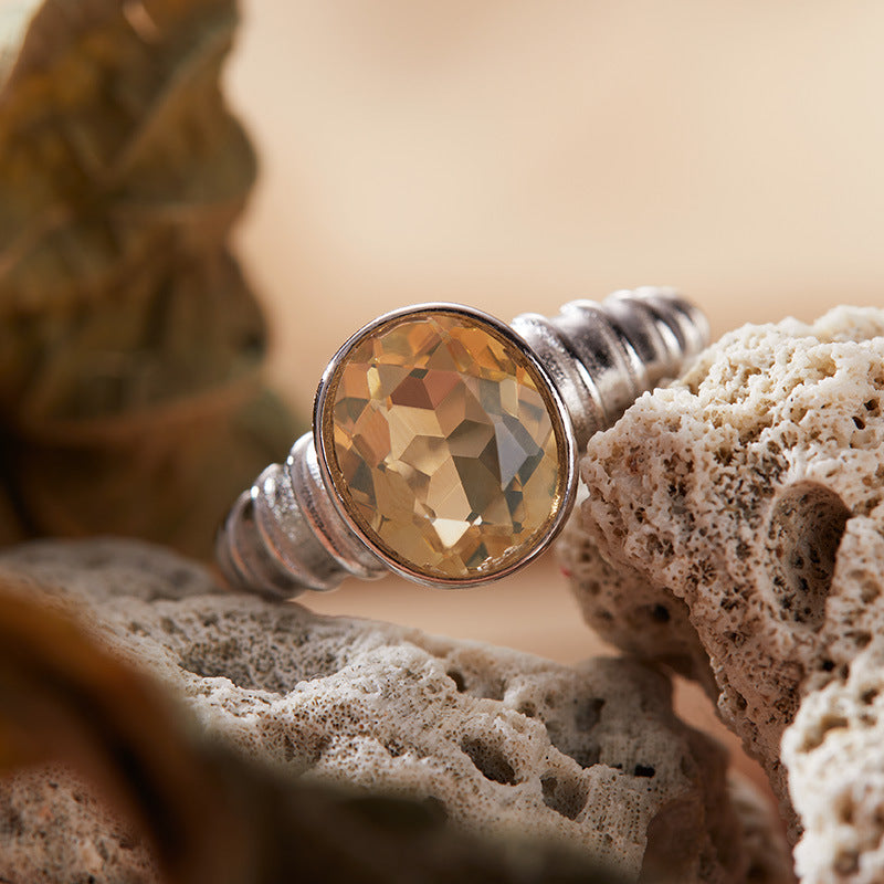 Natural topaz crystal ring