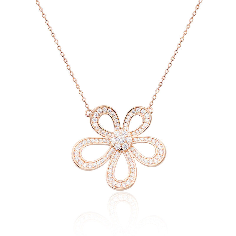 S925 silver-plated five-flower necklace