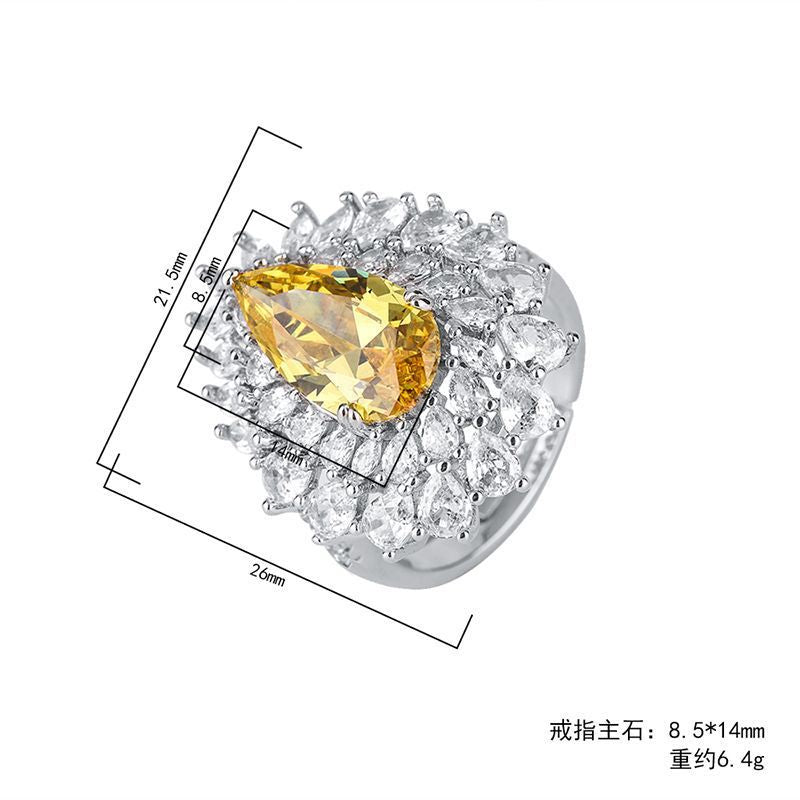 Fashion Color Treasure Paraiba Water Drop Inlaid Opal Ring