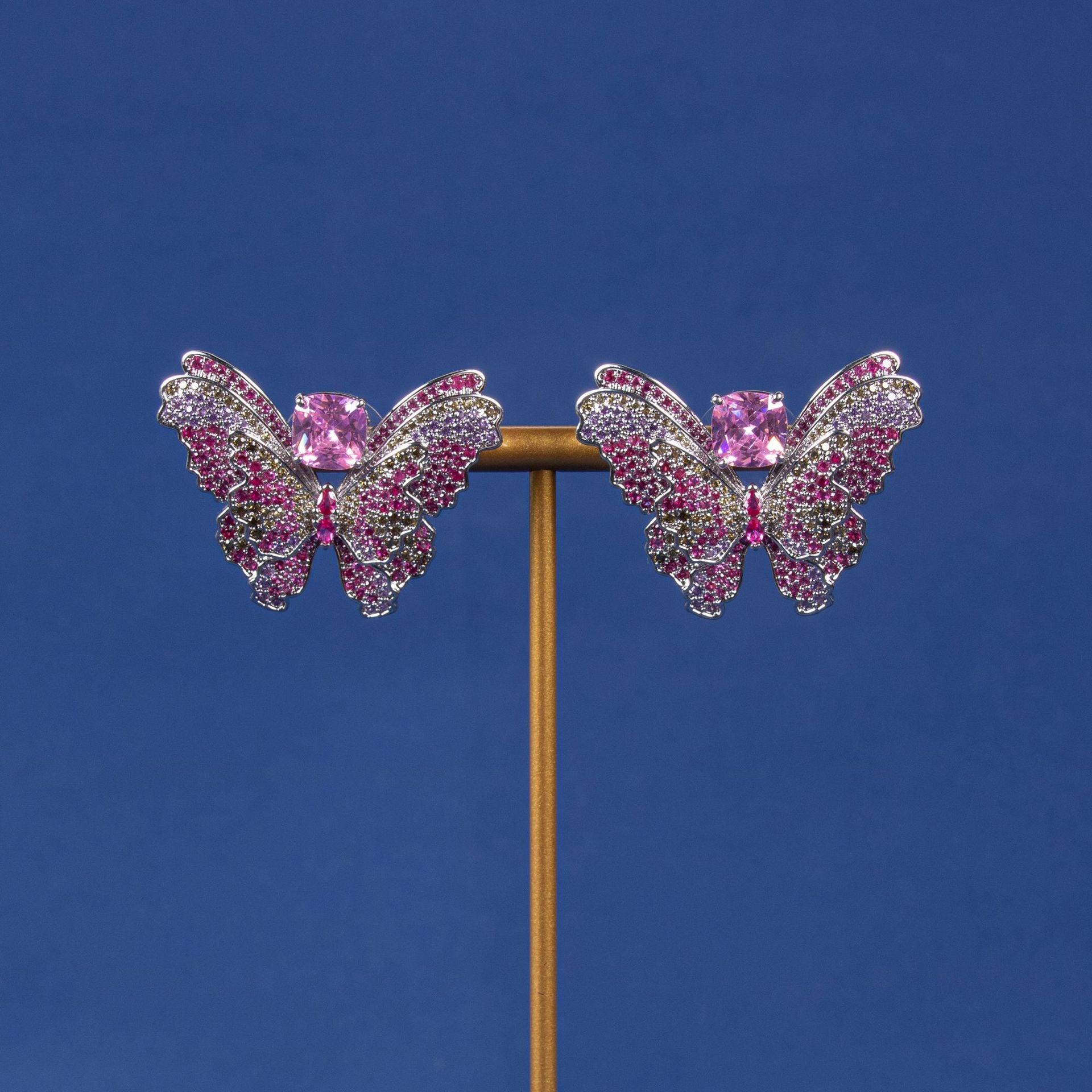 New butterfly necklace color double zircon set