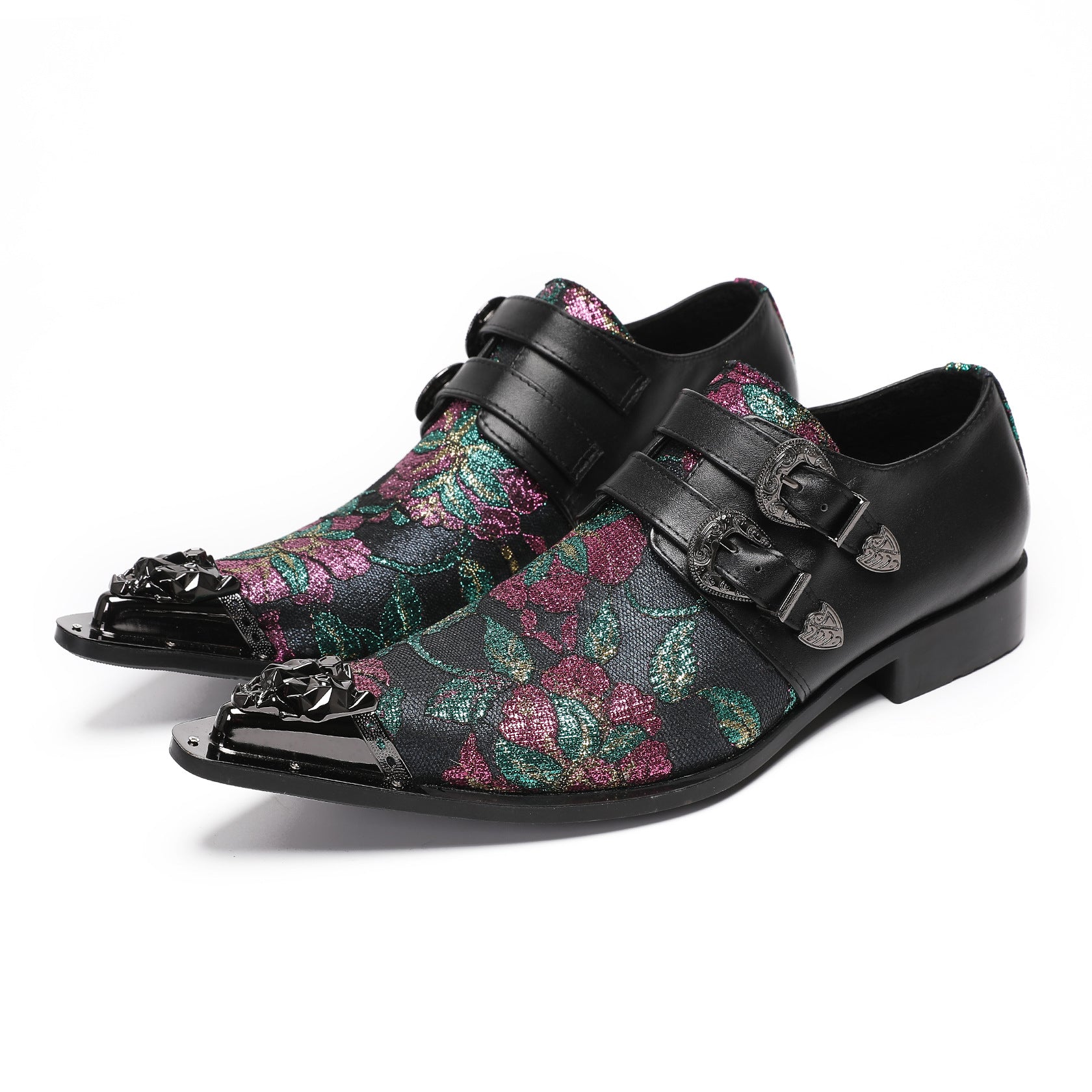 Fashion Leather Printed Derby Shoes Men's Wedding Prom Dress Shoes