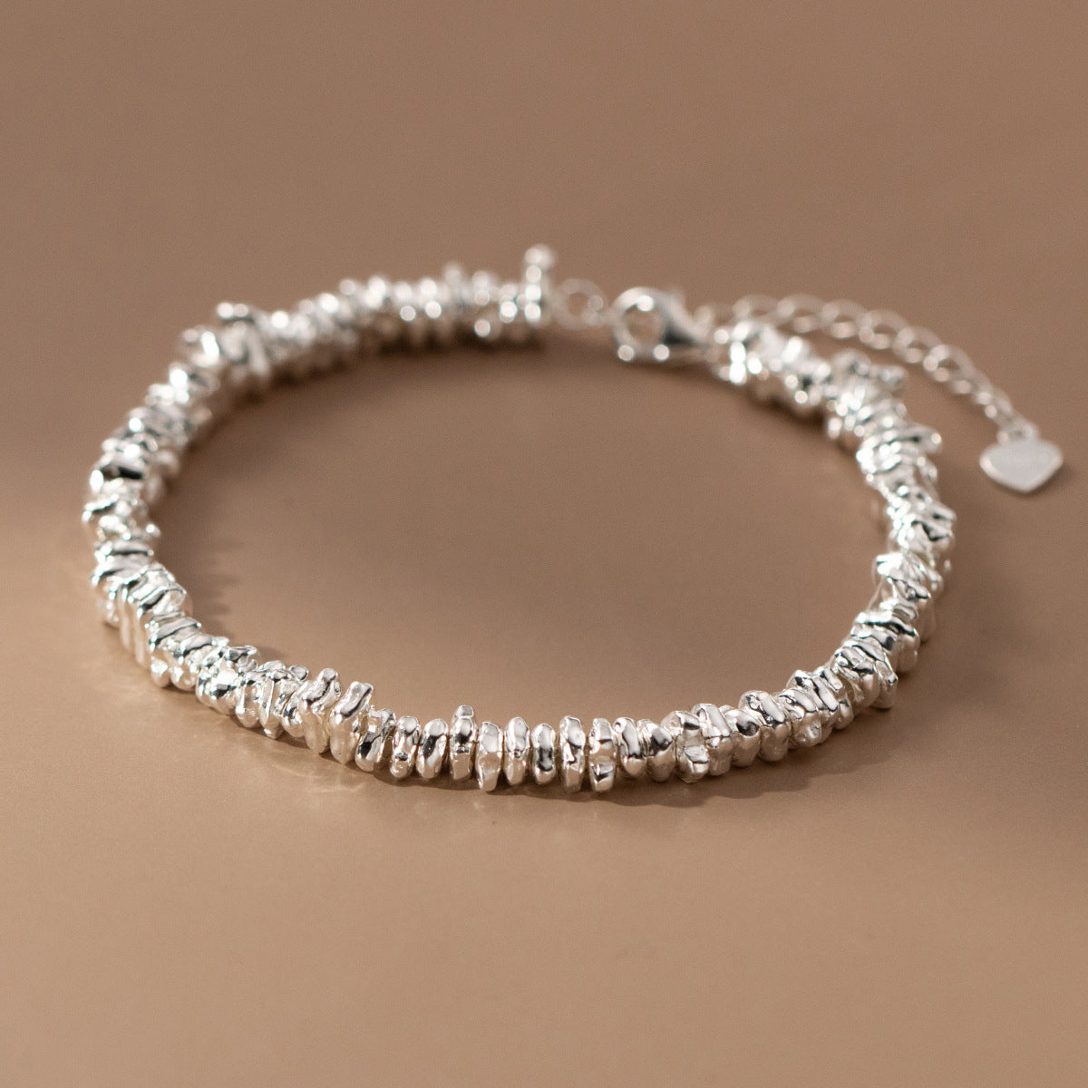 S925 Sterling Silver Irregular Broken Silver Bracelet