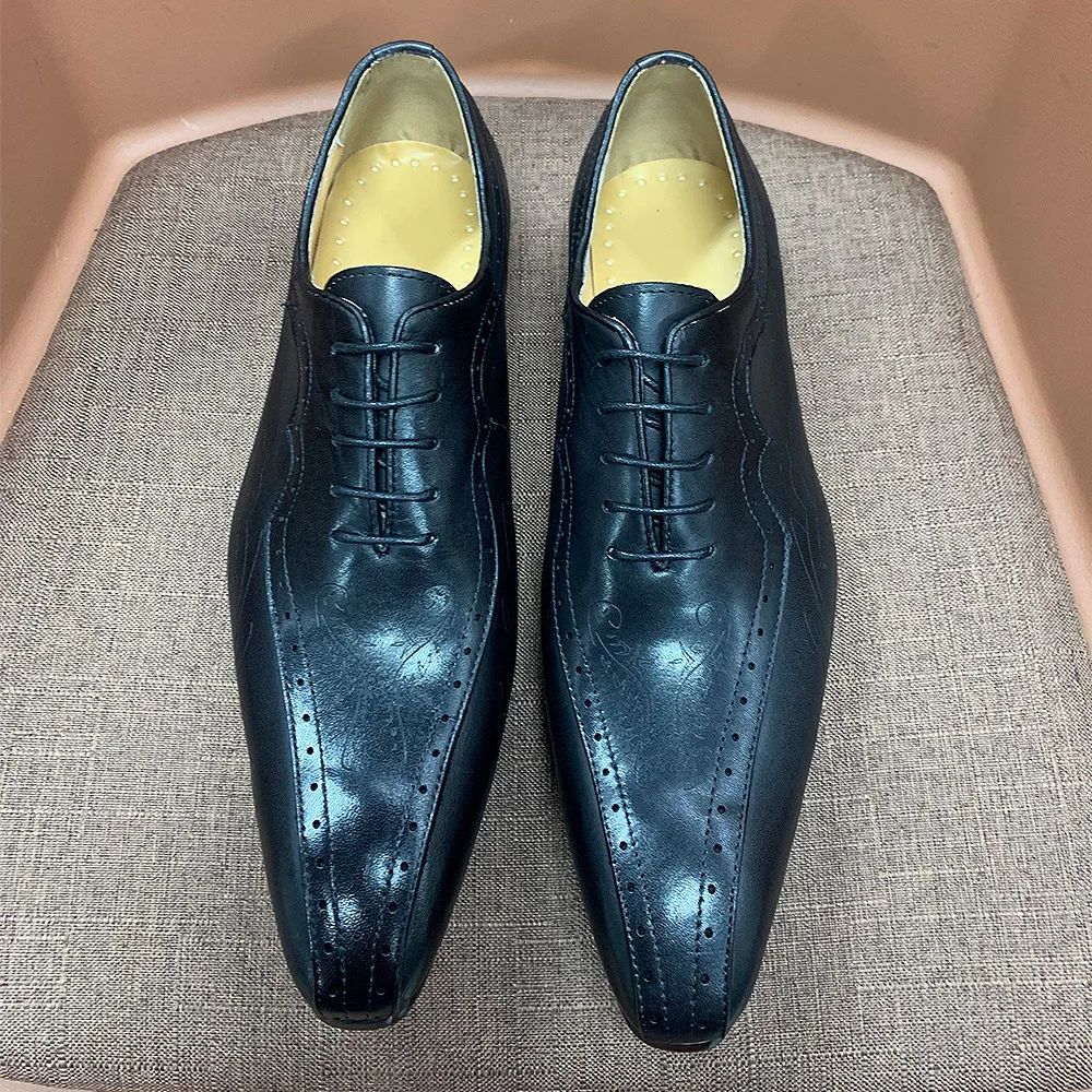 Men's Business Brown Carved Oxford Shoes