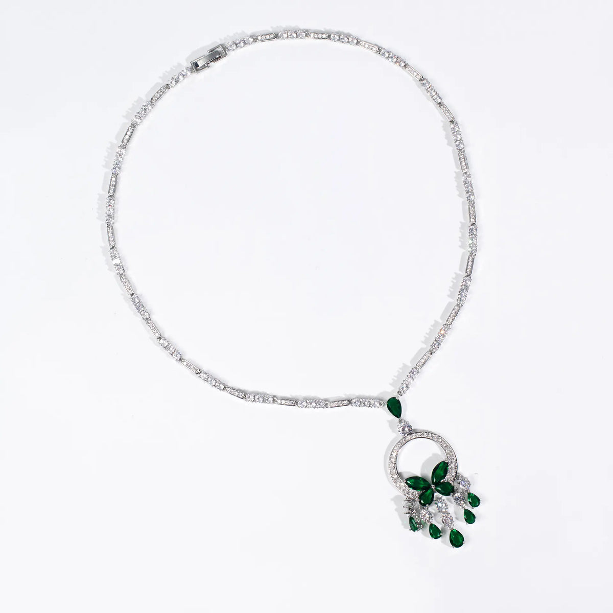 Parure de bijoux de luxe papillon en cristal – Élégant collier pendentif et boucles d'oreilles