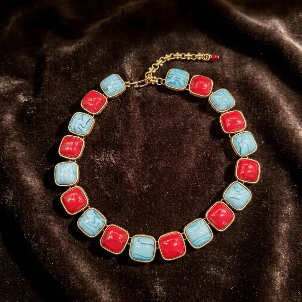 Dopamine beaded necklace new summer collarbone chain color fashion jewelry bracelet stud earrings