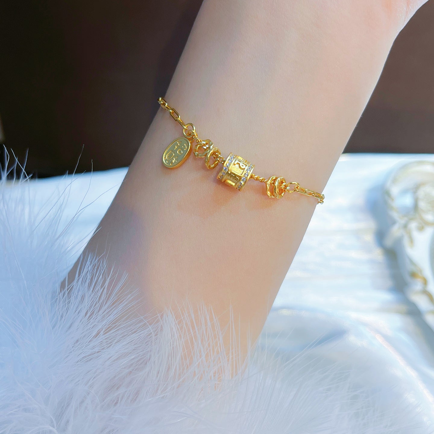 S925 sterling silver splicing transshipment text bracelet