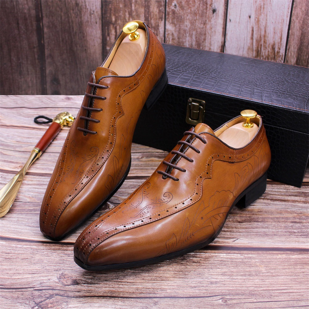 Men's Business Brown Carved Oxford Shoes