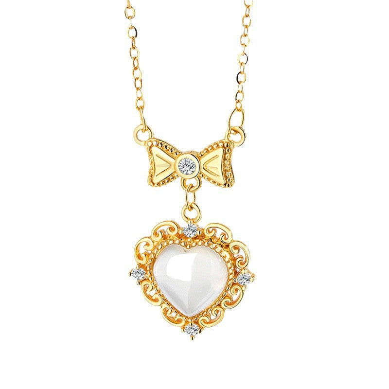 S925 Sterling Silver Chalcedony Love Necklace