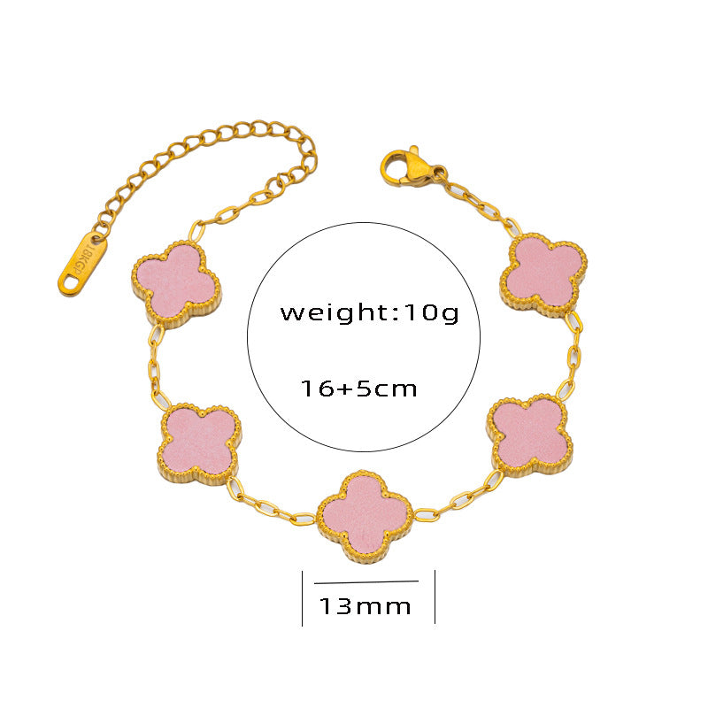 Light luxury titanium steel color four-leaf clover bracelet