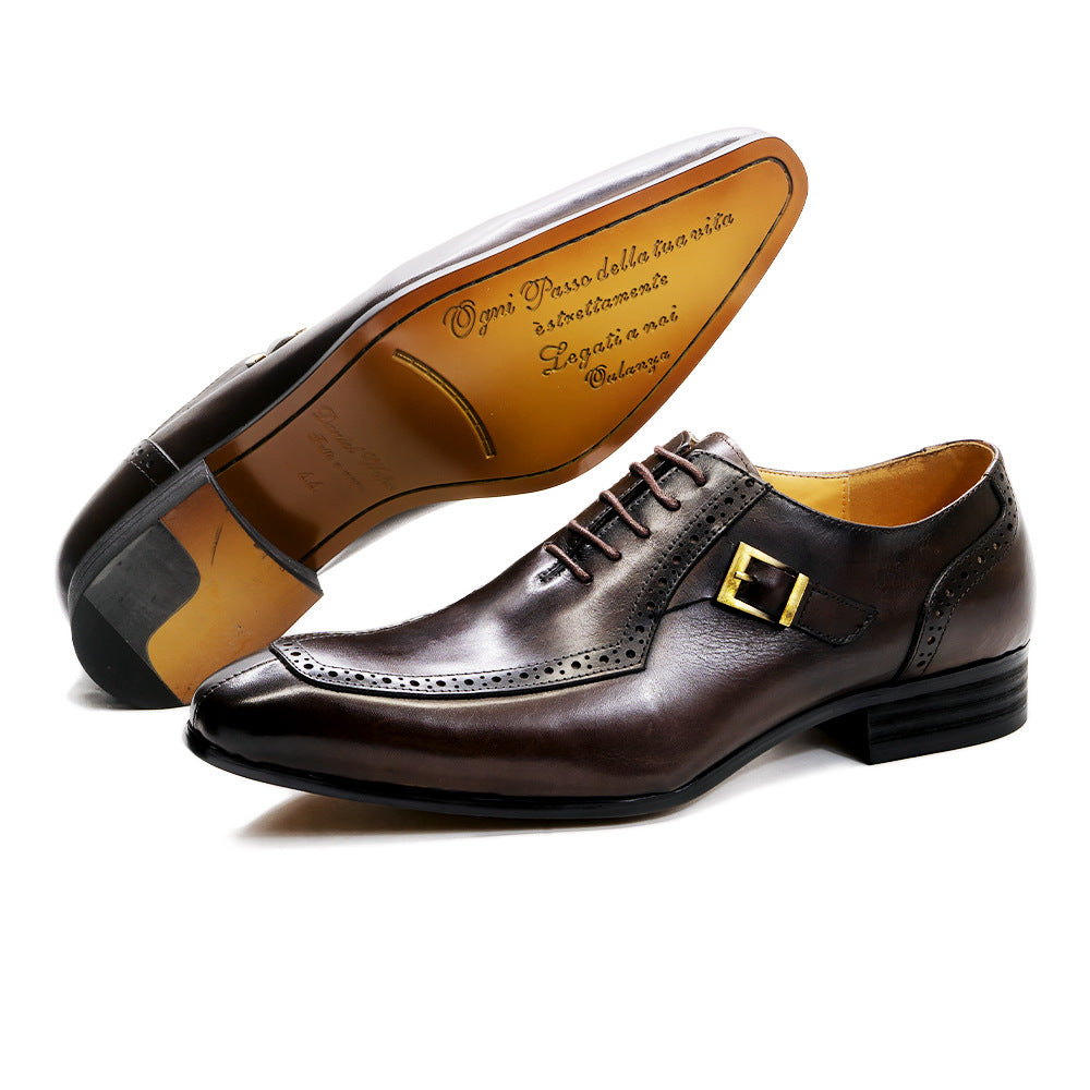 Black Leather Business Brock Shoes Office Casual Dress Oxford Shoes