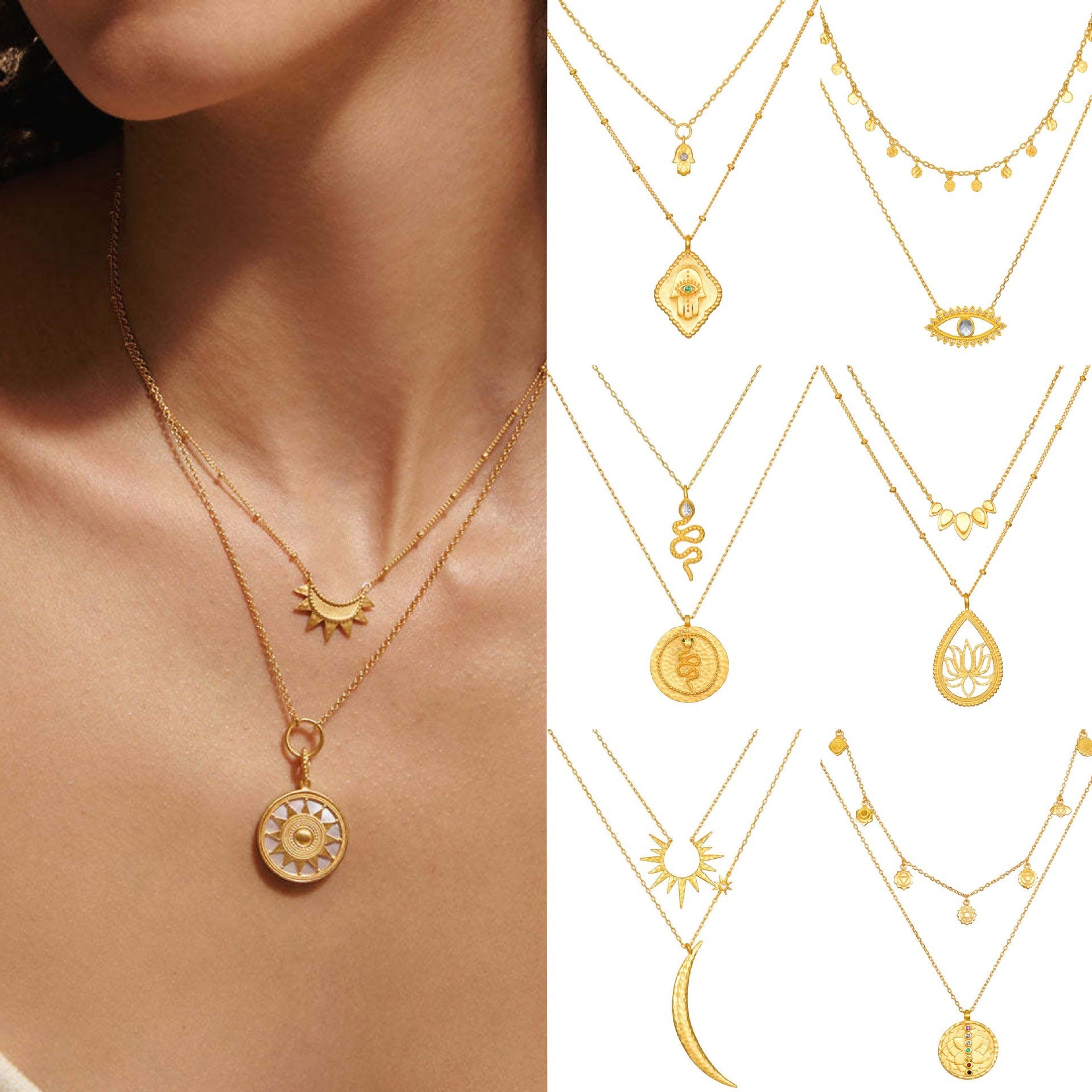 Sun and Moon Double Stacked Necklace