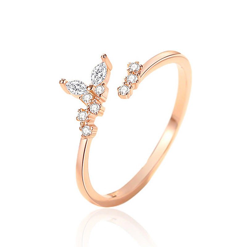 Diamond Butterfly Open Ring