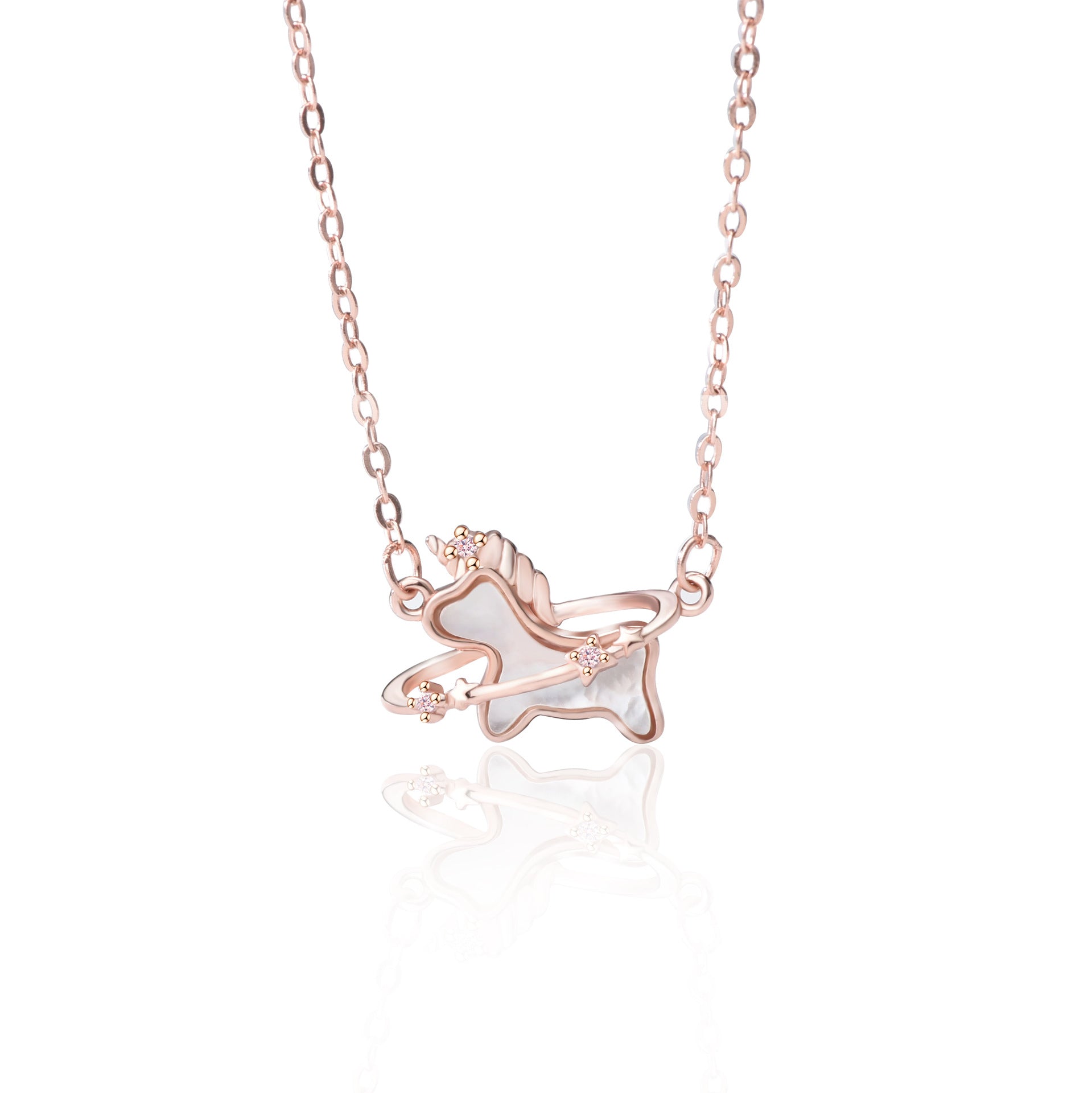 S925 Sterling Silver Fritillary Unicorn Necklace