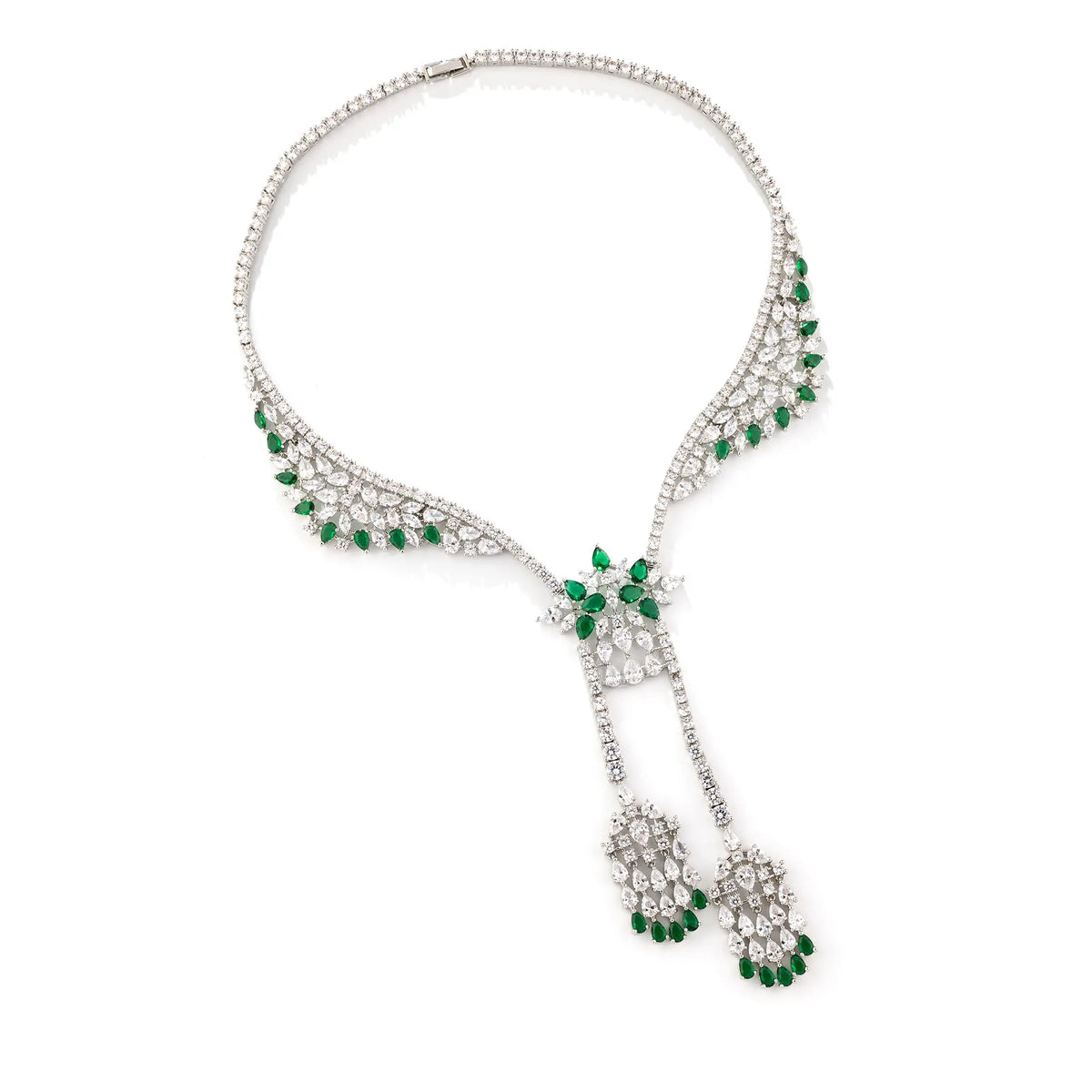 Royal Emerald Crystal Necklace Set – Elegant Green Gemstone Jewelry Collection
