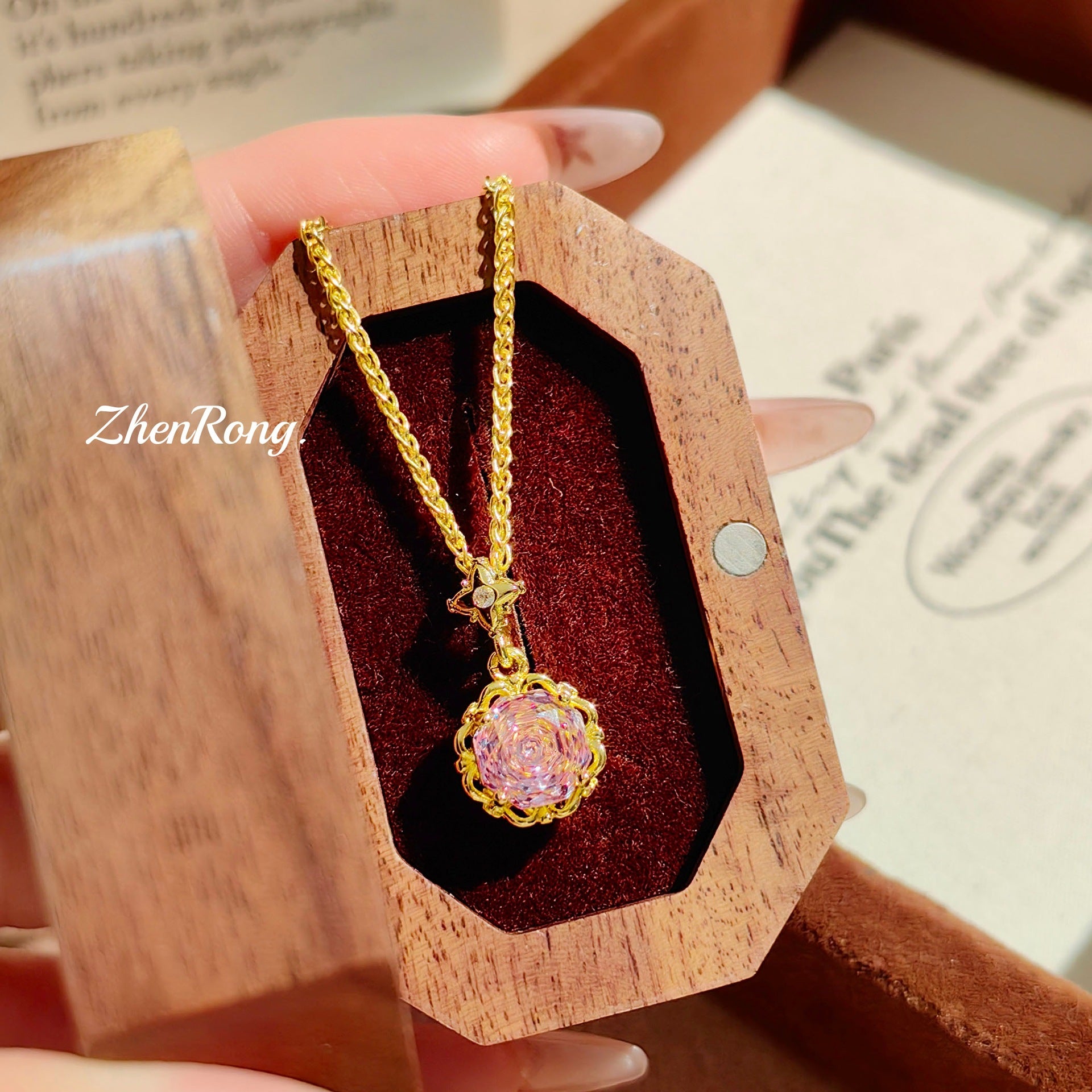 Star Anise Rose Cut Sea Blue Necklace Color Treasure Set