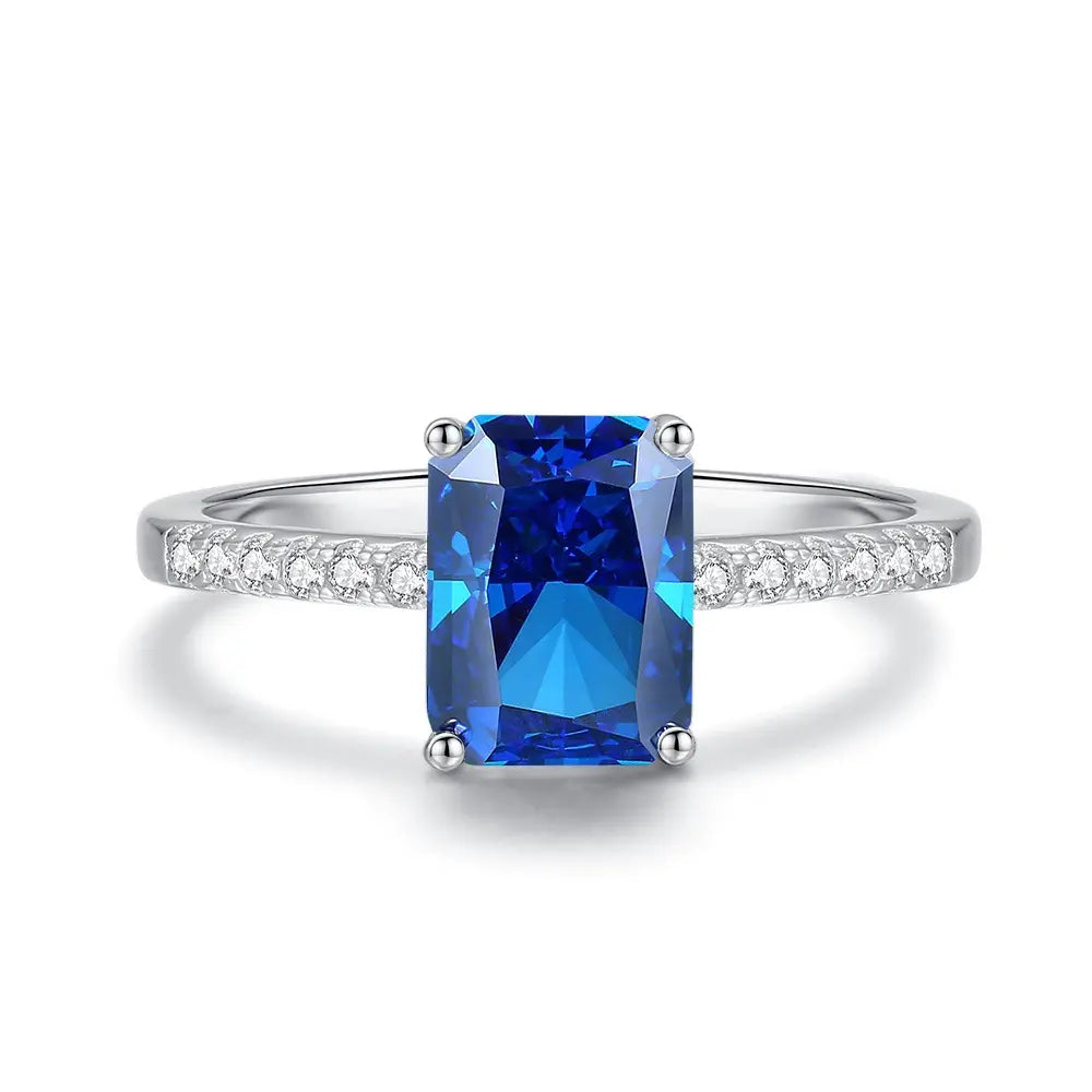 Bague de fiançailles de luxe ovale en saphir bleu pour femme