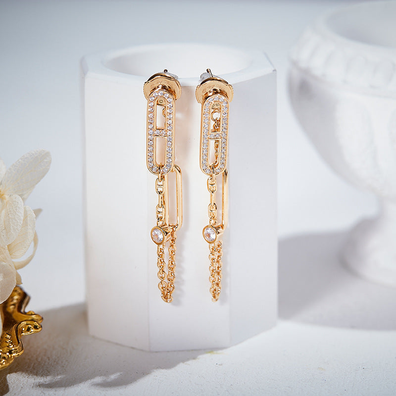 S925 Silver Light Luxury Gold Plated Geometric Ladies Ear Buckle