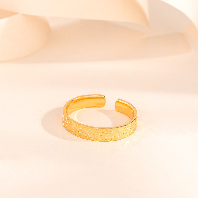 S925 Sterling Silver Crushed Ice Opening Ring