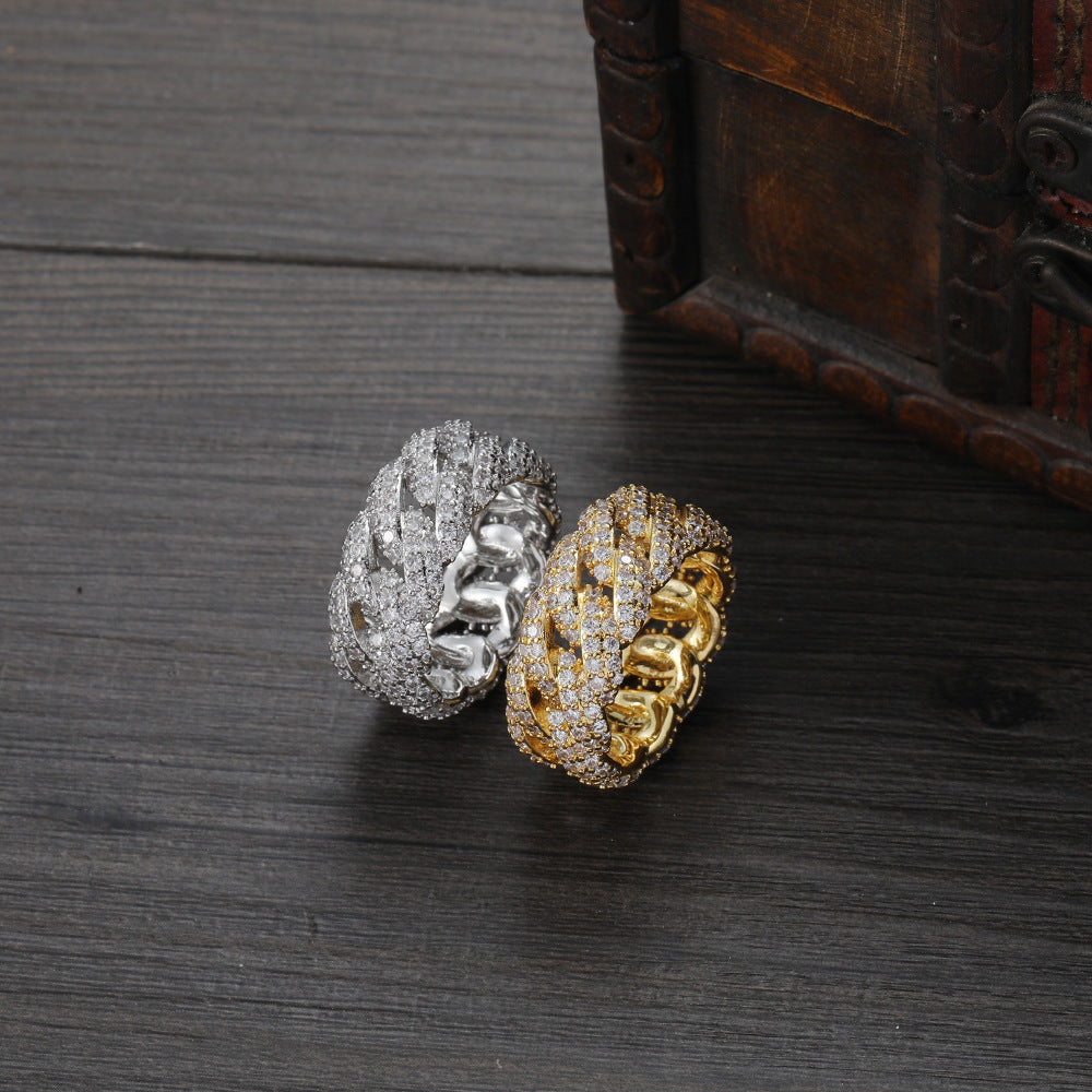 Fashion Hip Hop Cuban Zircon Ring