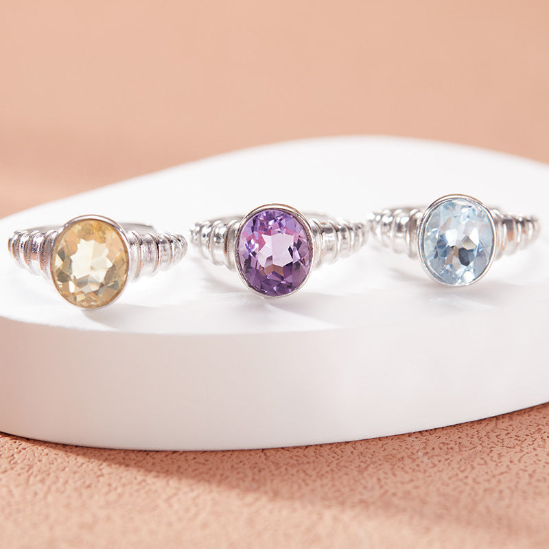 Natural topaz crystal ring