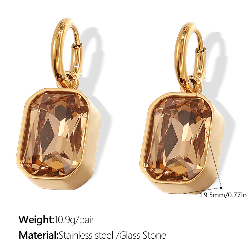 Cube gemstone necklace earrings