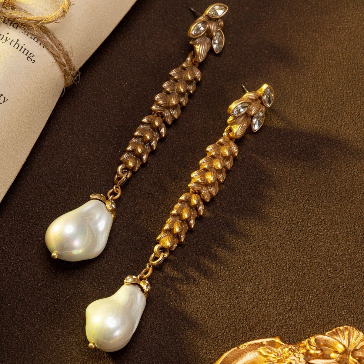 Parure collier feuille et épi de blé vintage de luxe